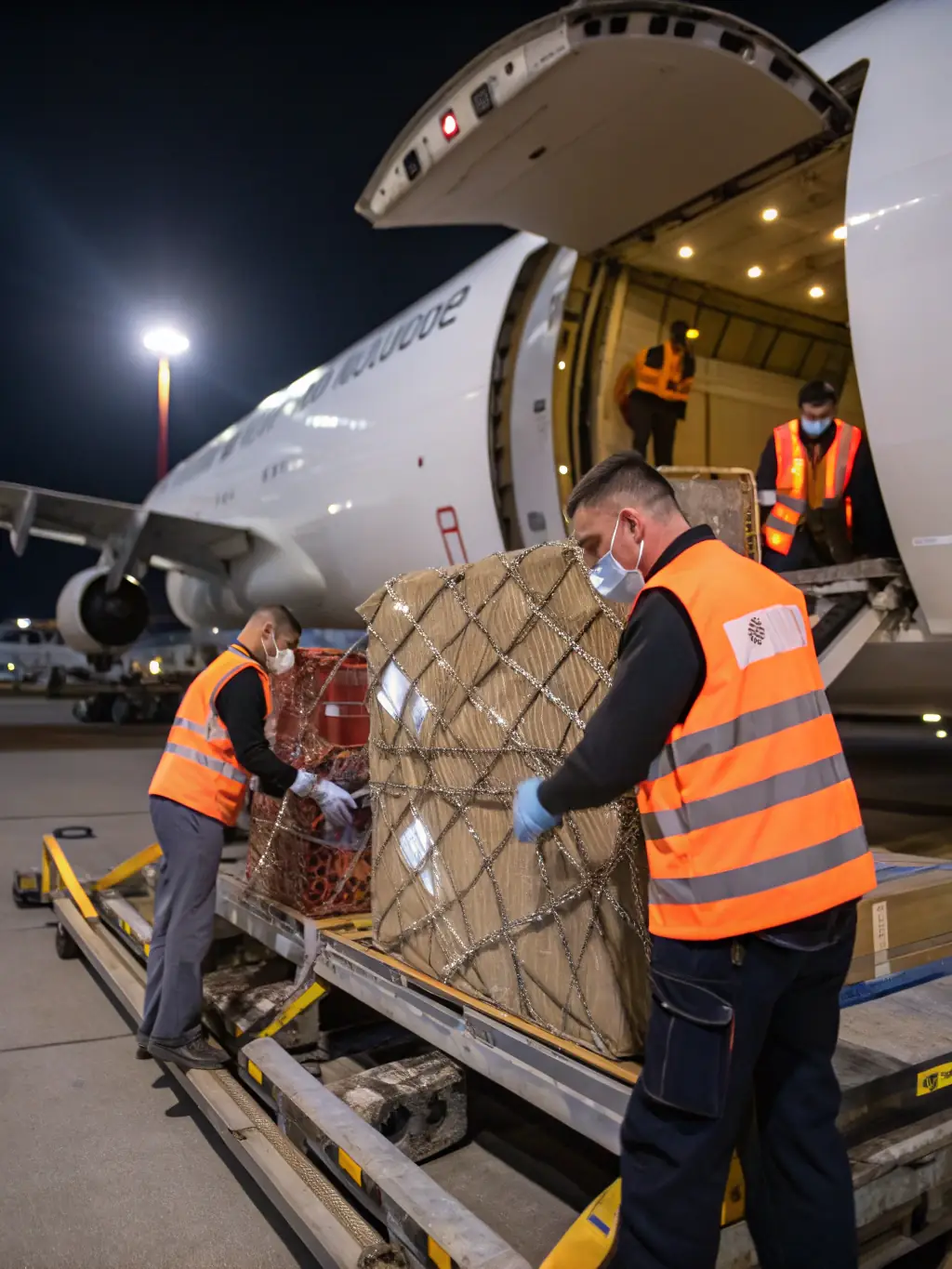 A secure package being loaded onto an airplane, representing PrimePath Logistics' international shipping capabilities and secure handling processes.