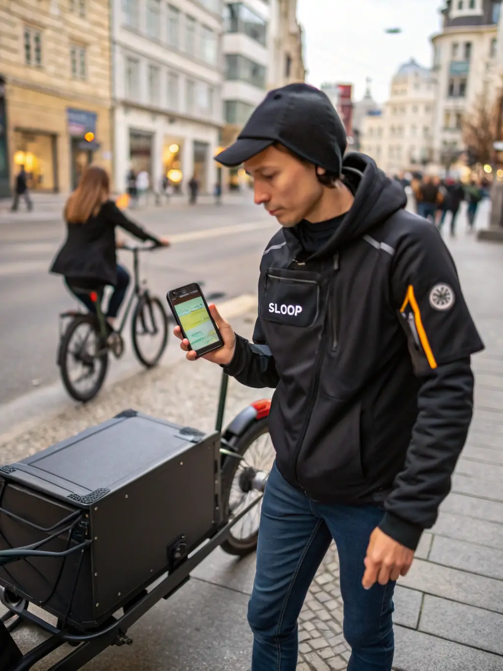 A PrimePath Logistics courier using a mobile app to confirm a delivery, highlighting the company's use of technology for efficient and transparent service.